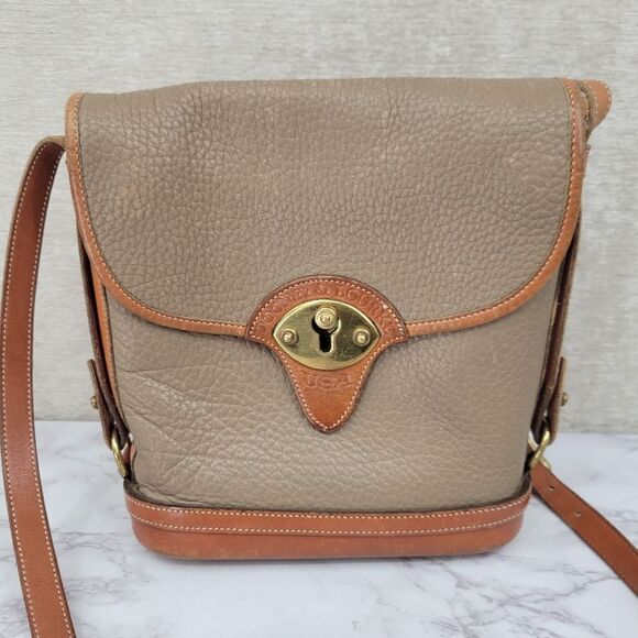 Dooney & Bourke Vintage Calvary Spectator Tan Brown Pebble Leather Crossbody Bag - Picture 2 of 16